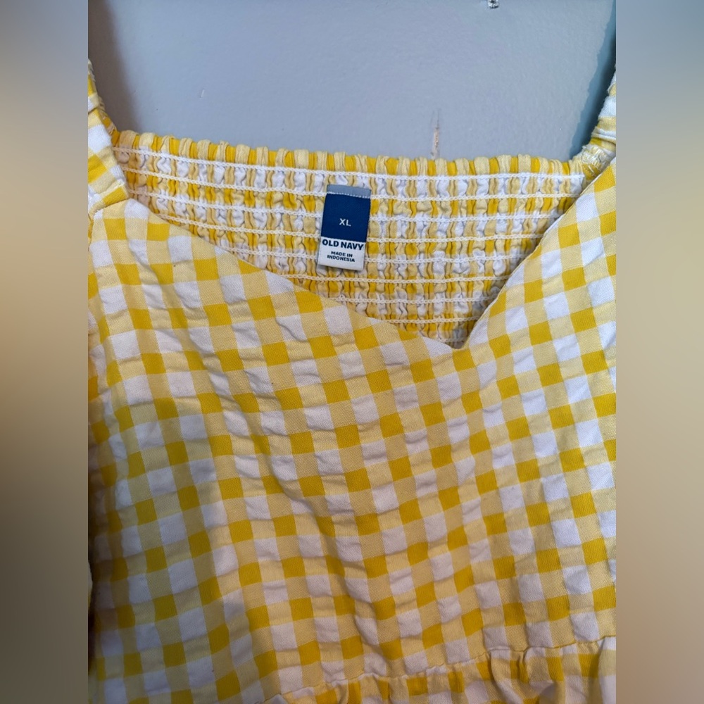 Old Navy Yellow Checkered Blouse